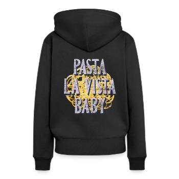 pâtes - Sweat à capuche Premium bio Femme - noir - Dos - Julia (174cm)