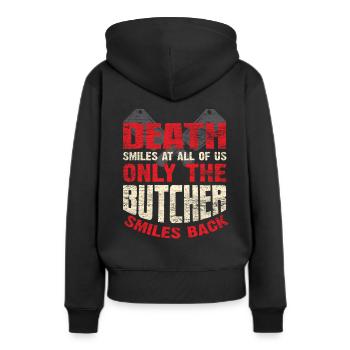 boucher - Sweat à capuche Premium bio Femme - noir - Dos - Julia (174cm)