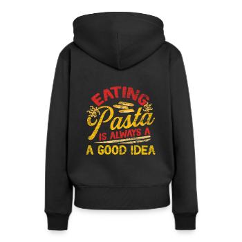 pâtes - Sweat à capuche Premium bio Femme - noir - Dos - Julia (174cm)