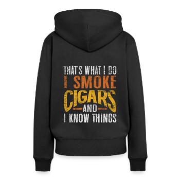 cigares - Sweat à capuche Premium bio Femme - noir - Dos - Julia (174cm)