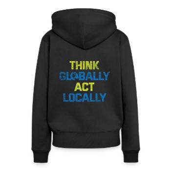 Le changement climatique - Sweat à capuche Premium bio Femme - noir - Dos - Julia (174cm)
