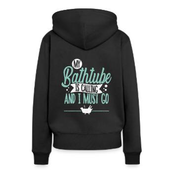 Badewanne - Frauen Premium Bio Hoodie - Schwarz - Hinten - Julia (174cm)
