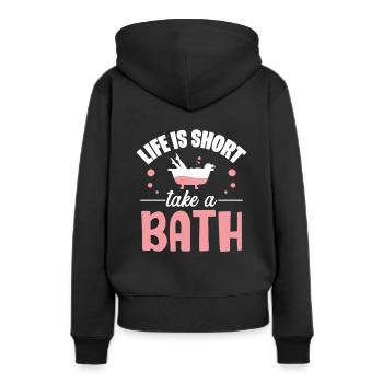 Baignoire salle de bain - Sweat à capuche Premium bio Femme - noir - Dos - Julia (174cm)