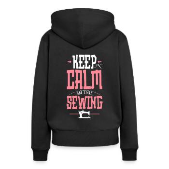 couture - Sweat à capuche Premium bio Femme - noir - Dos - Julia (174cm)