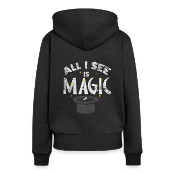 Magie Magier - Frauen Premium Bio Hoodie - Schwarz - Hinten - Julia (174cm)