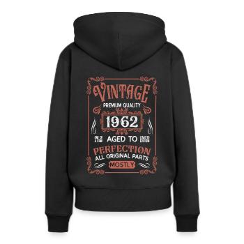 Anniversaire né en 1962 - Sweat à capuche Premium bio Femme - noir - Dos - Julia (174cm)