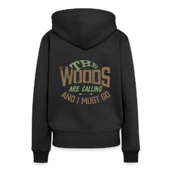 Wald - Frauen Premium Bio Hoodie - Schwarz - Hinten - Julia (174cm)