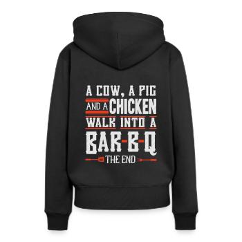 BBQ BBQ - Sweat à capuche Premium bio Femme - noir - Dos - Julia (174cm)