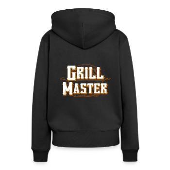 Grillmeister - Frauen Premium Bio Hoodie - Schwarz - Hinten - Julia (174cm)