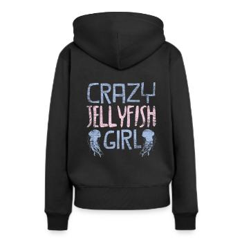 Qualle - Frauen Premium Bio Hoodie - Schwarz - Hinten - Julia (174cm)