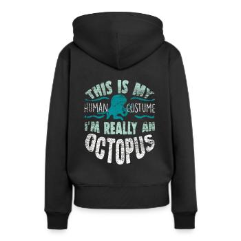 Oktopus - Frauen Premium Bio Hoodie - Schwarz - Hinten - Julia (174cm)