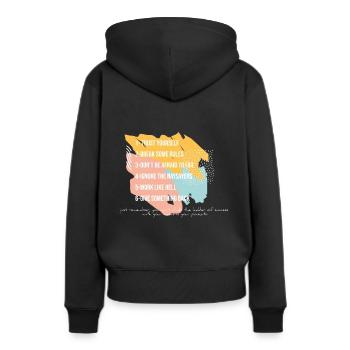 Arnold Schwarzenegger Regeln Erfolg Fail - Frauen Premium Bio Hoodie - Schwarz - Hinten - Julia (174cm)