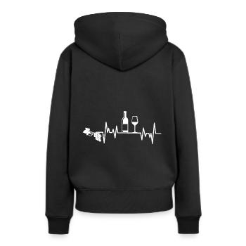 Weinrebe Weinflasche Weinglas Wein EKG Herzschlag - Frauen Premium Bio Hoodie - Schwarz - Hinten - Julia (174cm)
