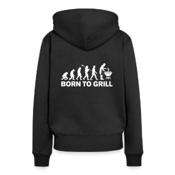 Né au barbecue Chef Barbecue Grill Cuisine - Sweat à capuche Premium bio Femme - noir - Dos - Julia (174cm)