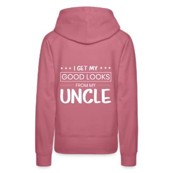 Oncle beau neveu ne dit pas la famille - Sweat à capuche Premium bio Femme - mauve - Dos - Isabella (175cm)