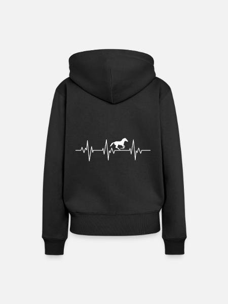 Horse lover EKG heartbeat horse riding stall - Women’s Premium Organic Hoodie - black