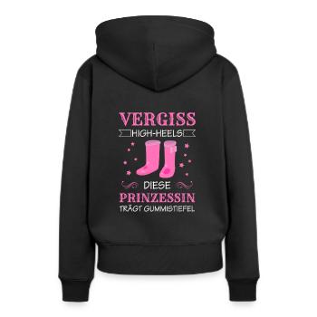 Diese Prinzessin trägt Gummistiefel Spruch - Frauen Premium Bio Hoodie - Schwarz - Hinten - Julia (174cm)