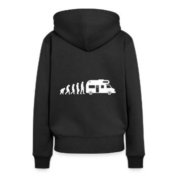 Camper Van Camping Evolution Caravan Wohnmobil - Frauen Premium Bio Hoodie - Schwarz - Hinten - Julia (174cm)