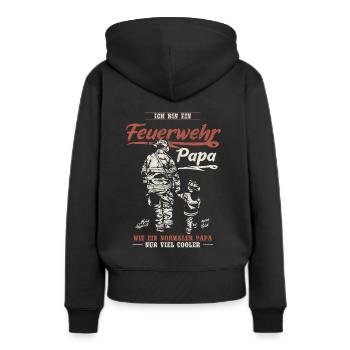 Feuerwehr Papa Feuerwehrmann Firefighter Vatertag - Frauen Premium Bio Hoodie - Schwarz - Hinten - Julia (174cm)