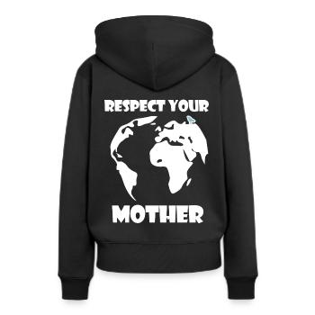 Respectez votre | Mère Nature Changement climatique - Sweat à capuche Premium bio Femme - noir - Dos - Julia (174cm)