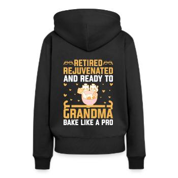 Bäckerei Rentner Oma Rentner Pension Baker Pas - Frauen Premium Bio Hoodie - Schwarz - Hinten - Julia (174cm)