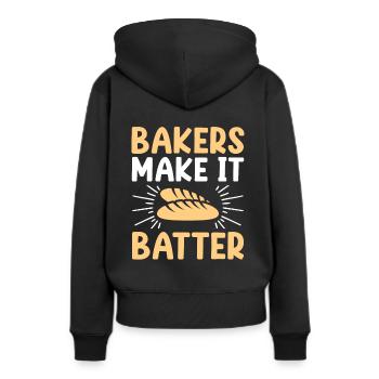 Boulangerie Boulangerie Pâtisserie Confiserie Boulanger Confiserie - Sweat à capuche Premium bio Femme - noir - Dos - Julia (174cm)