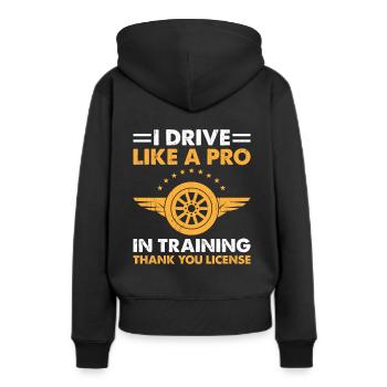 Permis de conduire passé Nouveau permis de conduire S - Sweat à capuche Premium bio Femme - noir - Dos - Julia (174cm)