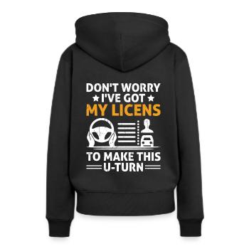 Permis de conduire passé Nouveau permis de conduire S - Sweat à capuche Premium bio Femme - noir - Dos - Julia (174cm)