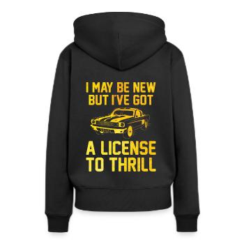 Permis de conduire passé Nouveau permis de conduire S - Sweat à capuche Premium bio Femme - noir - Dos - Julia (174cm)