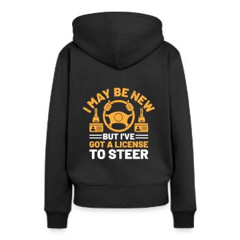 Permis de conduire passé Nouveau permis de conduire S - Sweat à capuche Premium bio Femme - noir - Dos - Julia (174cm)