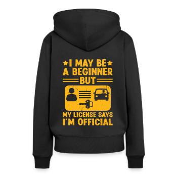 Permis de conduire passé Nouveau permis de conduire S - Sweat à capuche Premium bio Femme - noir - Dos - Julia (174cm)