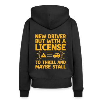 Permis de conduire passé Nouveau permis de conduire S - Sweat à capuche Premium bio Femme - noir - Dos - Julia (174cm)