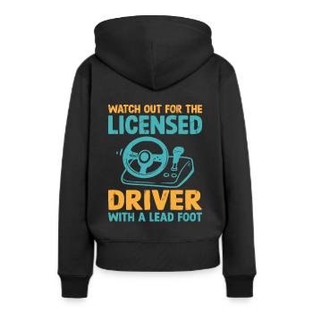 Permis de conduire passé Nouveau permis de conduire S - Sweat à capuche Premium bio Femme - noir - Dos - Julia (174cm)
