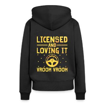 Permis de conduire passé Nouveau permis de conduire S - Sweat à capuche Premium bio Femme - noir - Dos - Julia (174cm)