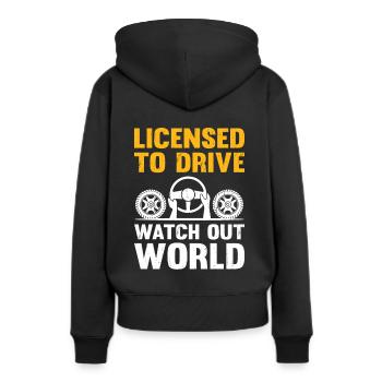 Permis de conduire passé Nouveau permis de conduire S - Sweat à capuche Premium bio Femme - noir - Dos - Julia (174cm)
