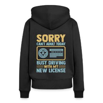 Permis de conduire passé Nouveau permis de conduire S - Sweat à capuche Premium bio Femme - noir - Dos - Julia (174cm)