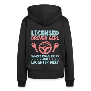 Permis de conduire passé Nouveau permis de conduire S - Sweat à capuche Premium bio Femme - noir - Dos - Julia (174cm)