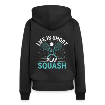 Squashspieler Squash-Tennisspieler Raquetball-Spor - Frauen Premium Bio Hoodie - Schwarz - Hinten - Julia (174cm)