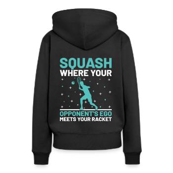Squashspieler Squash-Tennisspieler Raquetball-Spor - Frauen Premium Bio Hoodie - Schwarz - Hinten - Julia (174cm)