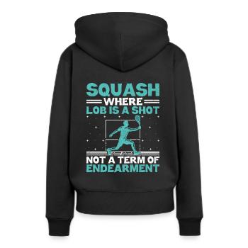 Squashspieler Squash-Tennisspieler Raquetball-Spor - Frauen Premium Bio Hoodie - Schwarz - Hinten - Julia (174cm)