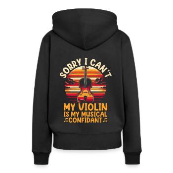 Tut mir leid, dass ich es nicht kann Meine Geige ist mein musikalischer Vertrauter - Frauen Premium Bio Hoodie - Schwarz - Hinten - Julia (174cm)
