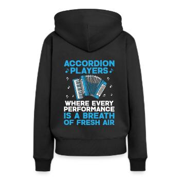 Akkordeonspieler, bei denen jeder Auftritt ein Bre ist - Frauen Premium Bio Hoodie - Schwarz - Hinten - Julia (174cm)