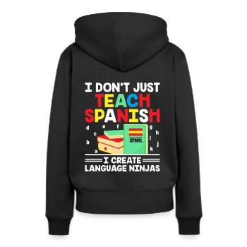 Professeur de langues étrangères École Professeurs de langues - Sweat à capuche Premium bio Femme - noir - Dos - Julia (174cm)