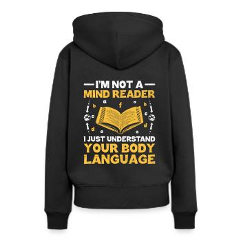 Professeur de langues étrangères École Professeurs de langues - Sweat à capuche Premium bio Femme - noir - Dos - Julia (174cm)
