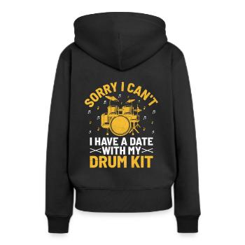 Sorry I Can't I Have A Date With My Drum Kit Drumm - Frauen Premium Bio Hoodie - Schwarz - Hinten - Julia (174cm)