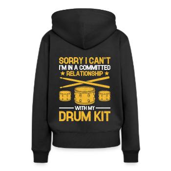 Tut mir leid, ich kann nicht, ich bin in einer festen Beziehung mit - Frauen Premium Bio Hoodie - Schwarz - Hinten - Julia (174cm)