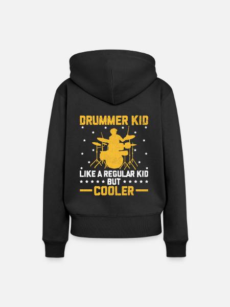 Drummer Kid Wie Ein Normales Kind, aber Cooler Drum Dru - Frauen Premium Bio Hoodie - Schwarz