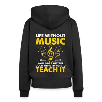 Ein Leben ohne Musik wäre ein Fehler. Gut, dass ich - Frauen Premium Bio Hoodie - Schwarz - Hinten - Julia (174cm)