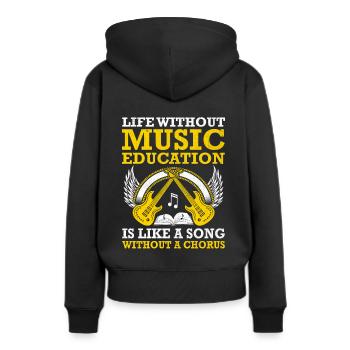 Ein Leben ohne musikalische Bildung ist wie ein Lied ohne - Frauen Premium Bio Hoodie - Schwarz - Hinten - Julia (174cm)