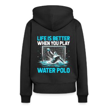 La vie est meilleure quand on joue au water-polo Po aquatique - Sweat à capuche Premium bio Femme - noir - Dos - Julia (174cm)